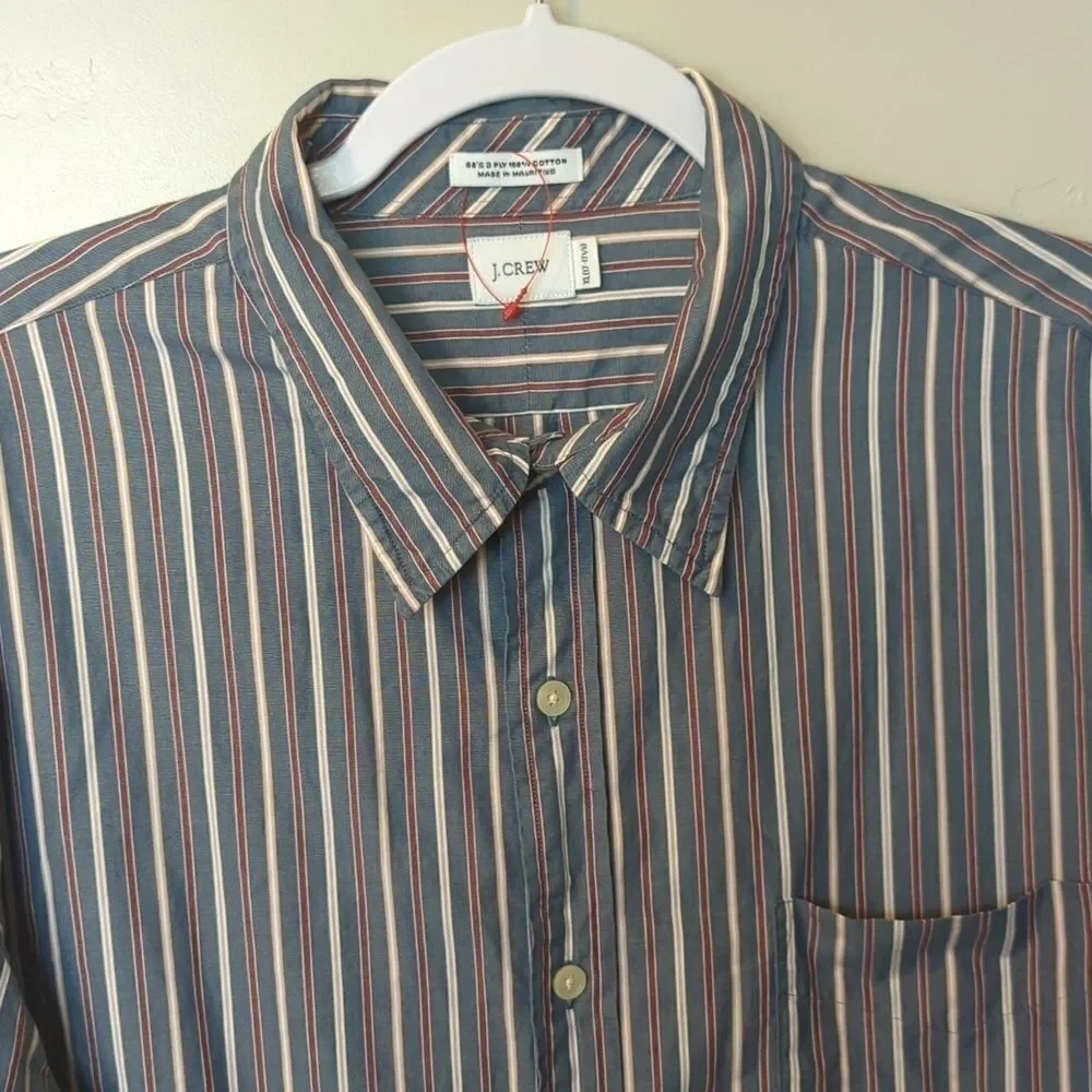 J. Crew‎ Men's 80s 2 Ply Striped Button Up Dress Shirt Size XL